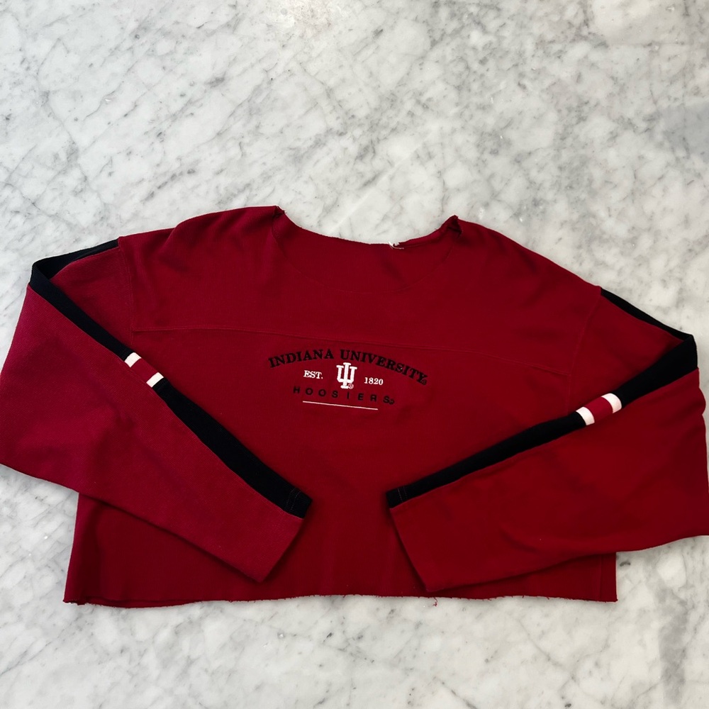 Indiana University Cropped Red Crewneck.
